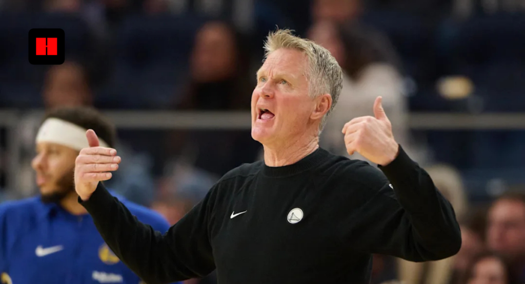 Steve Kerr Warriors future as Golden State coach with Stephen Curry during NBA game