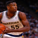 Billy Thompson wearing No. 55 for the Golden State Warriors in 1992 game action