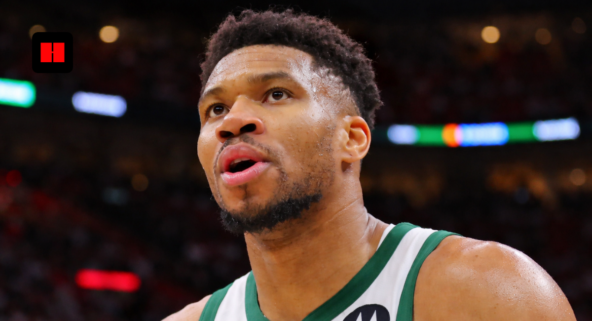 Giannis Antetokounmpo close-up during Milwaukee Bucks game showing intense focus on court