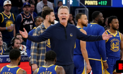 Golden State Warriors coach Steve Kerr on the sideline.