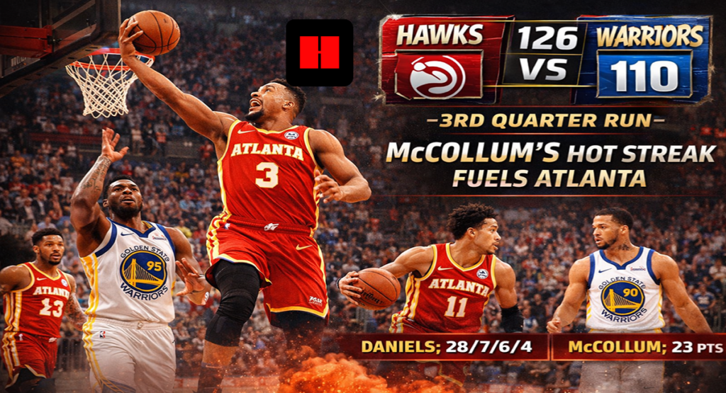CJ McCollum scores during third quarter surge as Atlanta Hawks defeat Golden State Warriors 126-110 in 2026 matchup