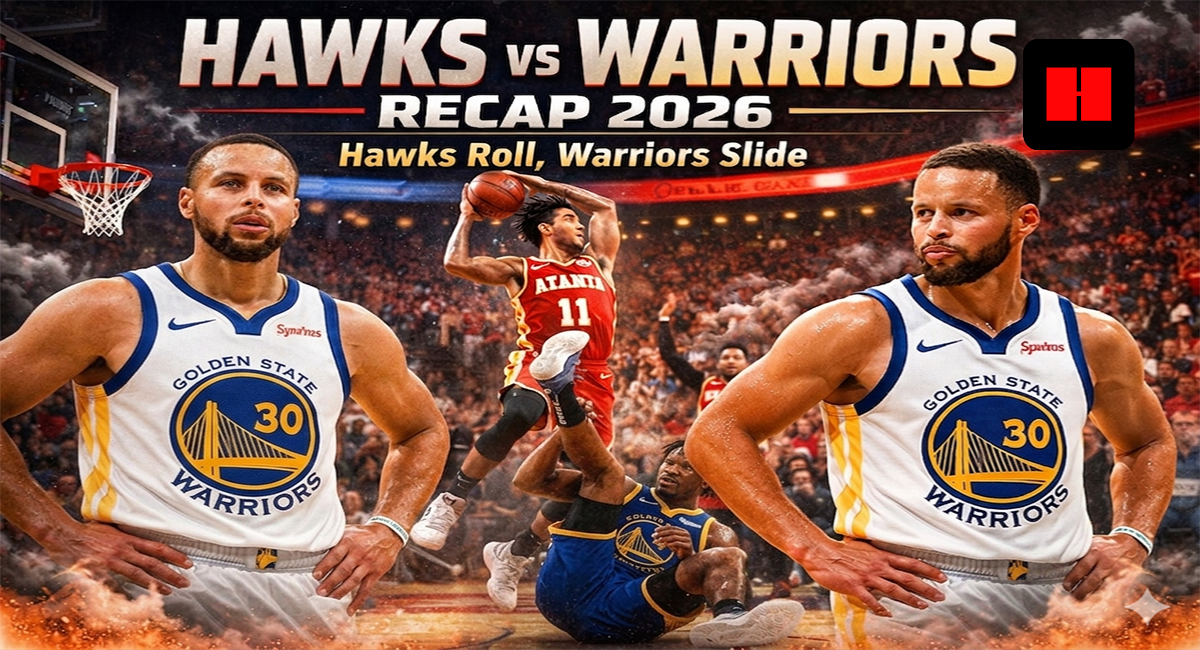 Atlanta Hawks vs Golden State Warriors 2026 game recap featuring CJ McCollum, Dyson Daniels and Stephen Curry during Hawks 126-110 win