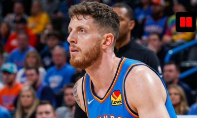 Oklahoma City Thunder center Isaiah Hartenstein looking on during an NBA game in a blue Thunder jersey.