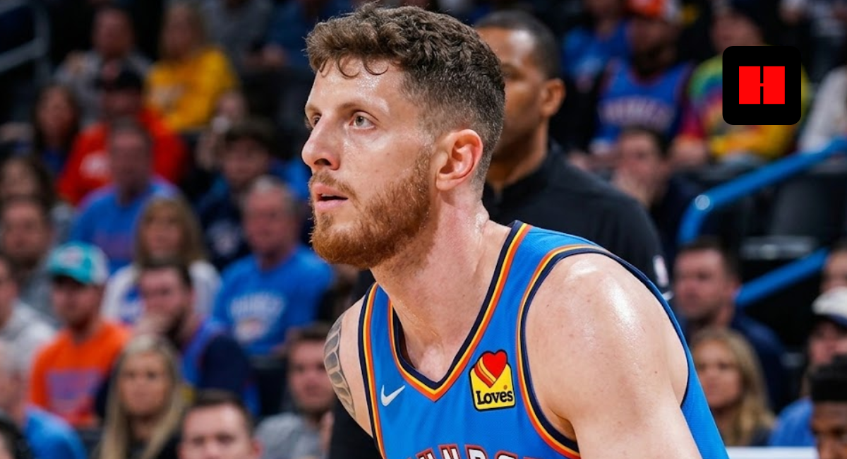 Oklahoma City Thunder center Isaiah Hartenstein looking on during an NBA game in a blue Thunder jersey.