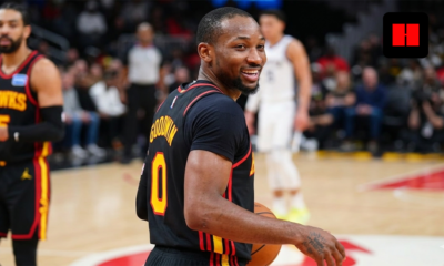 Jonathan Kuminga smiling during Hawks vs Warriors game after trade in 2026