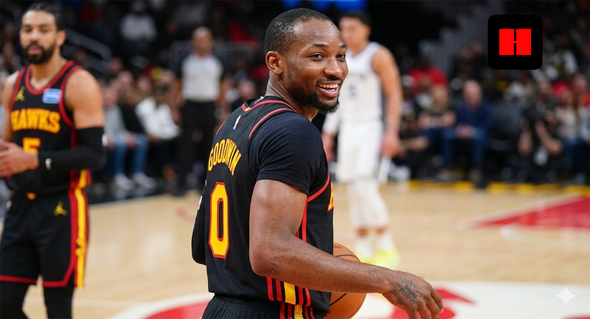 Jonathan Kuminga smiling during Hawks vs Warriors game after trade in 2026