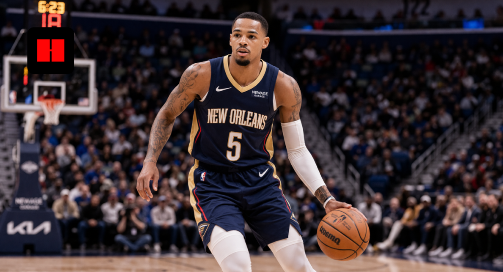 New Orleans Pelicans player dribbling the basketball during an NBA game in UHD quality