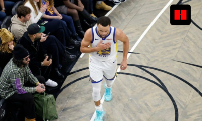 Stephen Curry walking off the court during a Golden State Warriors game amid injury absence in 2026