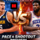 Denver Nuggets and Philadelphia 76ers players push the ball in transition highlighting fast pace offense matchup